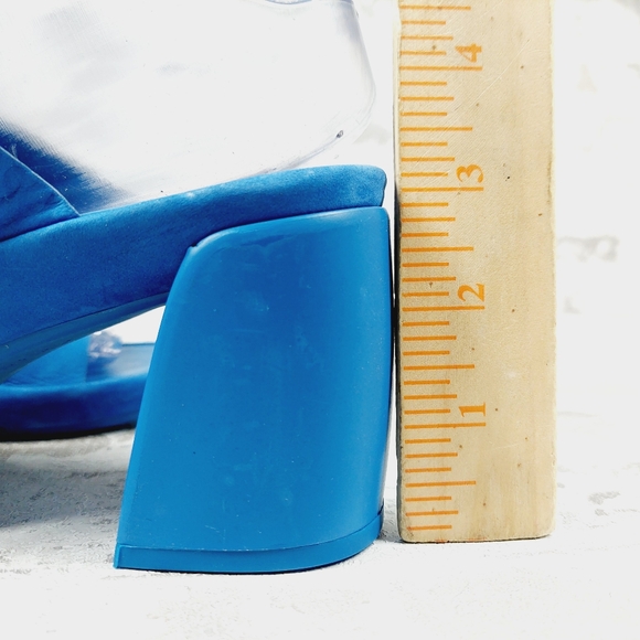 New Naturalizer Genn-Whirl Blue Leather Block Heel Sandals B556 - Picture 8 of 12